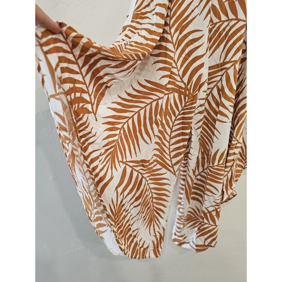 MSK Women's Size Medium Palm Print Wide Leg Tie Front Sleeveless Jumpsuit Romper - Picture 6 of 6